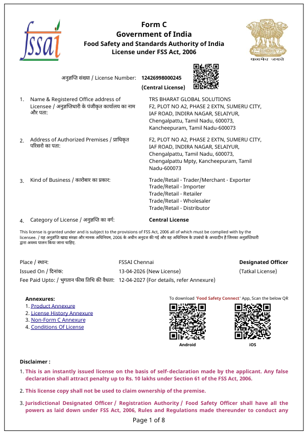 FSSAI certificate